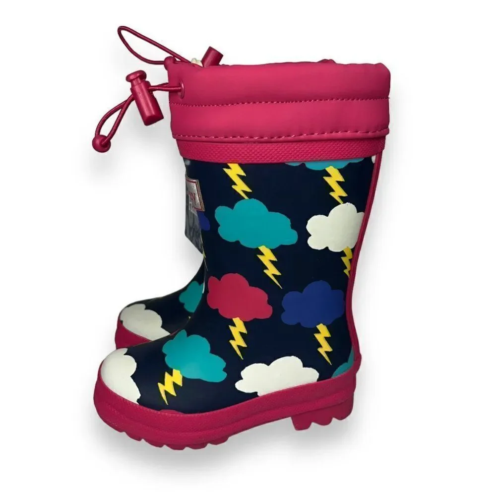 Hatley Lighting Clouds‎ Sherpa Lined Rain Boots F21LBK1569 Toddler 6